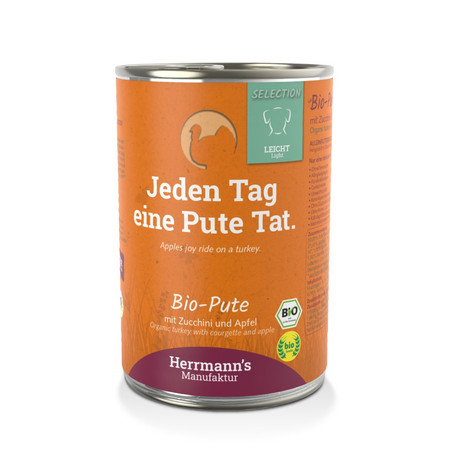 Zestaw 10x HERRMANN'S Selection Light Dog Bio Pute - bio indyk z cukinią (400g)