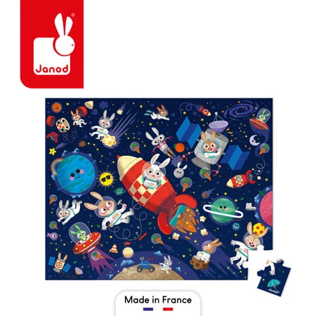 Janod Puzzle w walizce Rakieta kosmiczna 54 elementy 5+, Made in France
