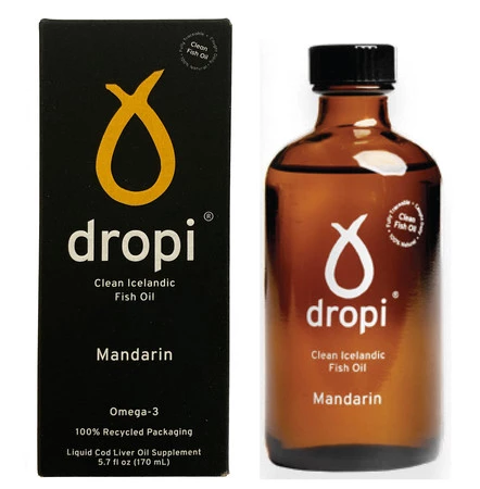 Dropi Mandarin Olej z wątroby dorsza 170 ml smak mandarynka