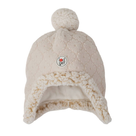 Lodger Dwuwarstwowa zimowa czapeczka z polaru jasnobeżowa Fleece Birch 3-6 m
