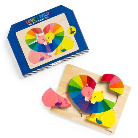 Mudpuppy Pierwsze puzzle drewniane 3D Zakochane lwy 8 elementów 1+