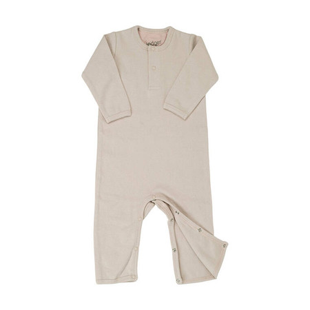 Lodger Pajacyk piżamka niemowlęca bawełniana kremowa Basic Rib Birch r. 56