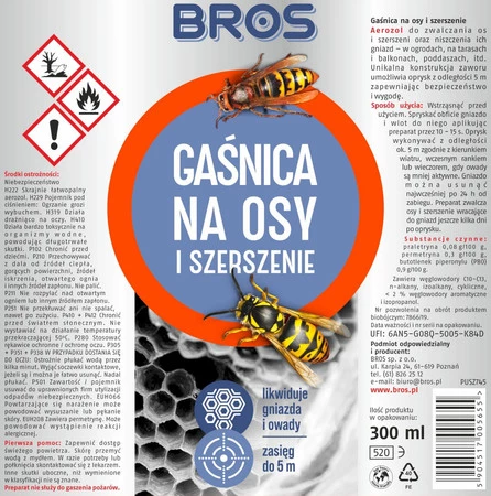 BROS gaśnica na osy i szerszenie 300ml