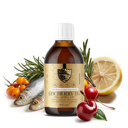 Powerful Brand Omega 3 + Witamina D3 O3C kwasy tłuszczowe EPA i DHA 300ml smak wiśnia