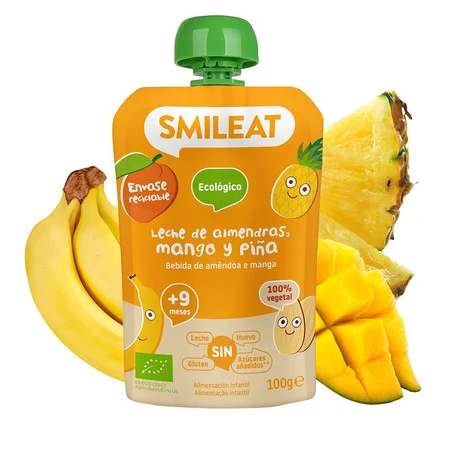 Smileat, BIO Mus z migdałami, mango i ananasem 9m+, 100g