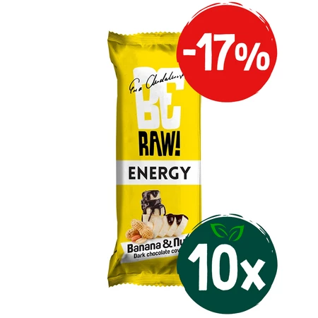 Zestaw: 10x BeRAW Baton owocowy Energy banan i orzeszki - 40g