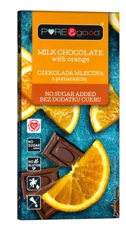 Czekolada mleczna z pomarańczą bez dodatku cukru 75g