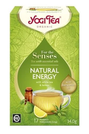 HERBATA BIAŁA DLA ZMYSŁÓW NATURALNA ENERGIA Z ZIOŁAMI, OLEJKIEM Z CYTRYNY I Z BERGAMOTKI (FOR THE SENSES NATURAL ENERGY) BIO (17 x 2 g) 34 g - YOGI TEA