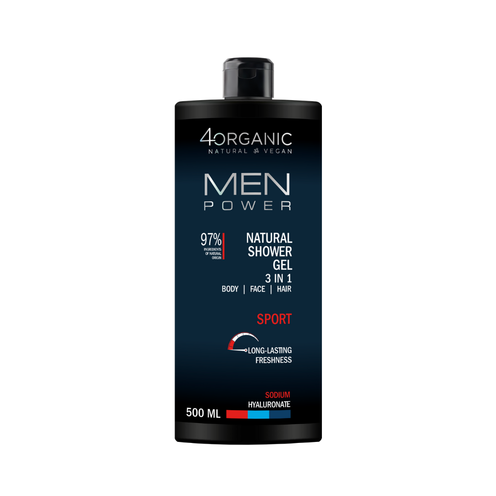 4Organic Naturalny żel pod prysznic 3w1 Men Power Sport 500ml - Nabea.pl