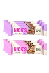 Zestaw mix smaków batonów N!CK'S: 5szt. Nut Bar Almond Crunch (vegan) 40g, 5szt. Nut Bar Peanut Crunch (vegan) 40g