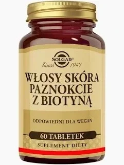 Solgar Włosy, skóra, paznokcie z biotyną 60 tabl.