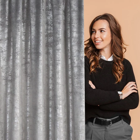 Zasłona 135x270 Avena stalowa szampańska gotowa na taśmie