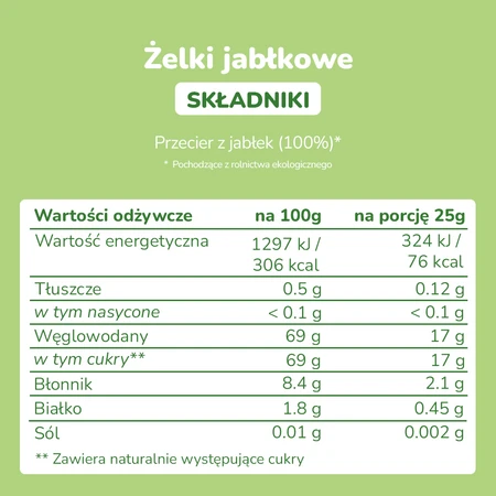 Smileat Triboo, BIO Sminolas, Żelki owocowe bez cukru Jabłko, 25g