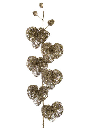 Gałązka z tworzywa sztucznego imitująca kwiaty orchidei dł: 62 cm, kolor: brązowy