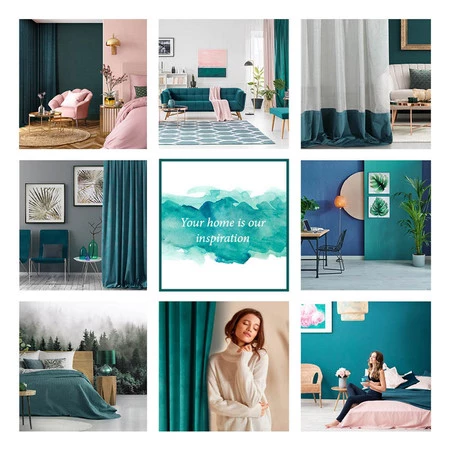 ZASŁONA GOTOWA D91 ROSA NA TAŚMIE 140 X 270 CM CIEMNOTURKUSOWY