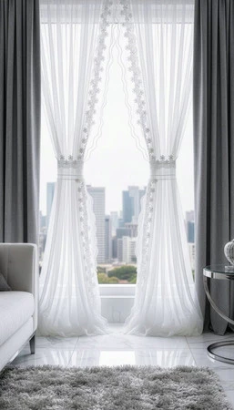 FIRANA GOTOWA LARISA NA TAŚMIE 140 X 270 CM BIAŁY