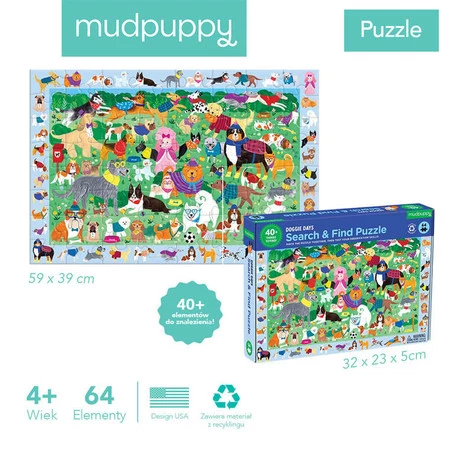 Mudpuppy Puzzle obserwacyjne Park dla psów 64 elementy 4+