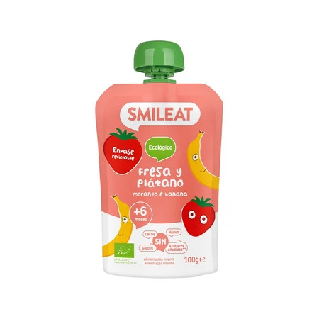 Smileat, BIO Mus z truskawkami i bananem 6m+, 100g