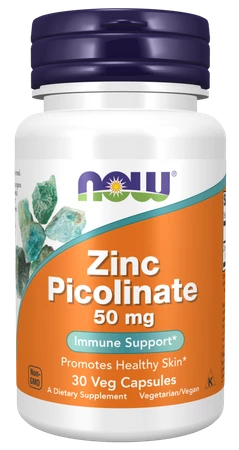 NOW FOODS Zinc Picolinate - Pikolinian Cynku 50 mg (30 kaps.)