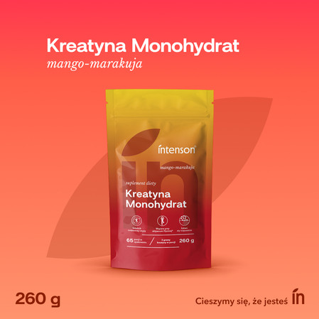 Zestaw Intenson Kreatyna: 1x Monohydrat smak mango-marakuja 260g i 1x Monohydrat 255g pure