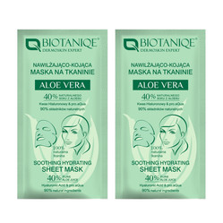 Zestaw: 2x Biotaniqe, Aloe Vera, Nawilżająco-Kojąca Maska na Tkaninie, 15 ml