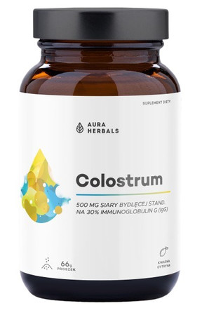 Aura Herbals Colostrum 500 mg wsparcie układu odpornościowego 66g smak kwaśna cytryna
