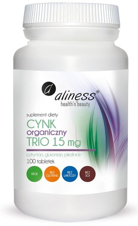 Aliness Cynk organiczny TRIO 15 mg x 100 tabs
