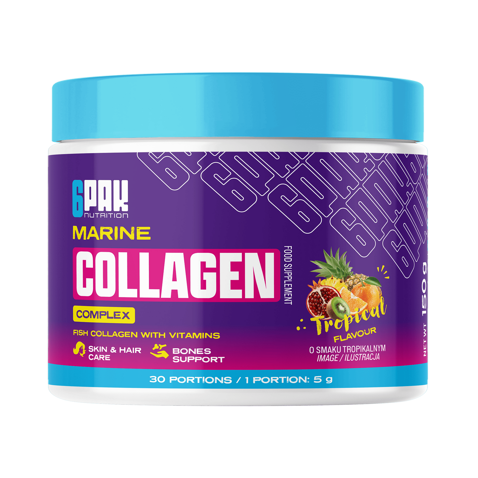 6PAK MARINE COLLAGEN COMPLEX 150g smak owoceq tropikalne - Nabea.pl