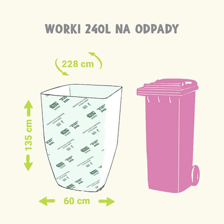 GreenAware, Kompostowalne worki na śmieci 240 L, 3 szt.