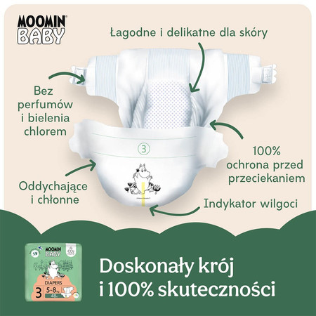 MOOMIN Baby, Pieluszki 3 MIDI 5-8 kg, 48 szt. EKO