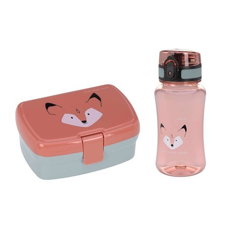 Lassig Zestaw śniadaniowy na lunch Lunchbox + Tritanowa butelka - bidon 460 ml About Friends Lis