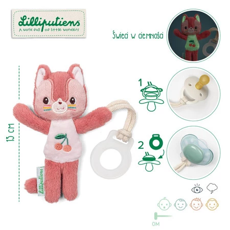Lilliputiens Zawieszka do smoczka świecąca w ciemności Nocny mini przyjaciel Kotka Jeanne 0 m+