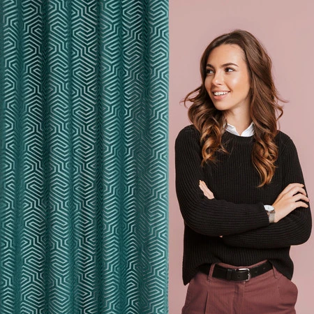 ZASŁONA GOTOWA INGA NA TAŚMIE 140 X 250 CM TURKUSOWY