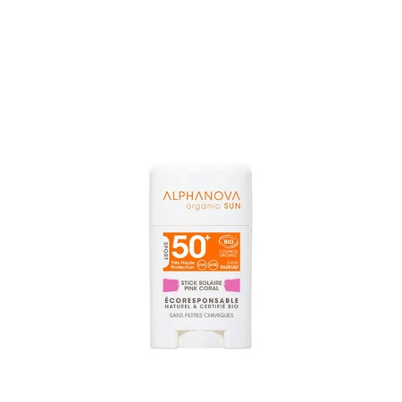  Alphanova Sun, Krem z filtrem w sztyfcie, SPF50+, Pink Coral, 12 g