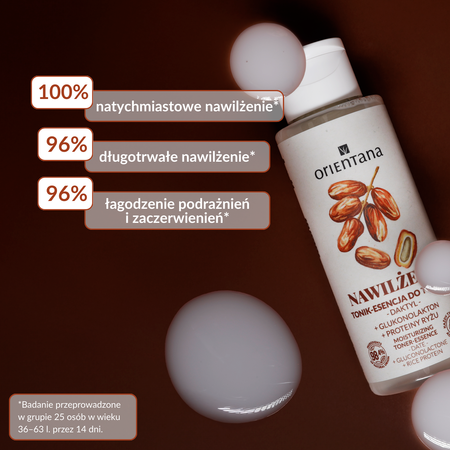Orientana Nawilżenie Tonik Esencja Daktyl Glukonolakton Proteiny Ryżu 100ml
