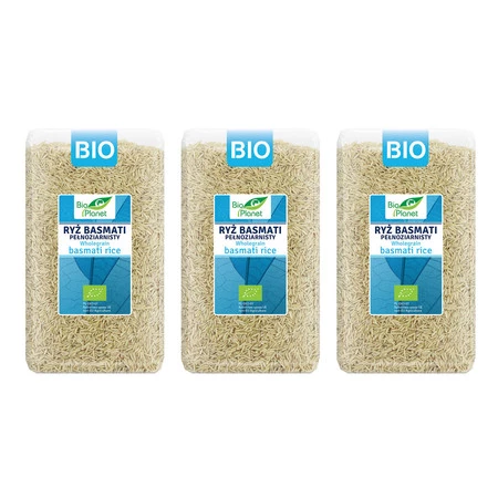 Zestaw 3x Bio Planet − Ryż Basmati pełnoziarnisty BIO − 1 kg