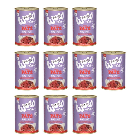 Zestaw 10x WOW CAT Rind Pute - wołowina z indykiem dla dorosłych kotów (400g)