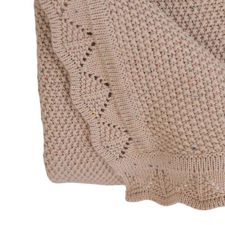 Lodger Kocyk niemowlęcy dziergany bawełniany 80x100 beżowy Tribe Fancy Linen