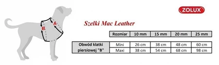 ZOLUX Szelki regulowane Mac Leather Fuksja 10mm