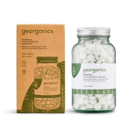 Georganics, Naturalne tabletki do mycia zębów, Tea Tree, 480 tabletek