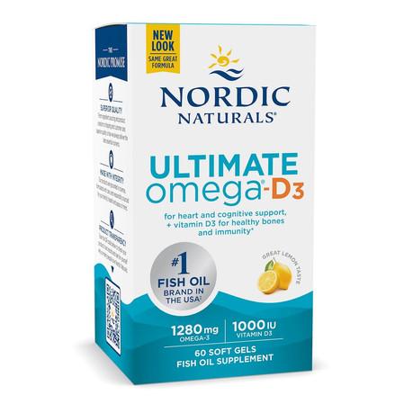 Nordic Naturals Ultimate Omega-D3 kwasy tłuszczowe EPA i DHA 60 kaps. smak cytryna