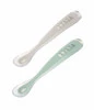 Beaba Zestaw 2 łyżeczek silikonowych w podróżnym etui 4 m+ Sage Green