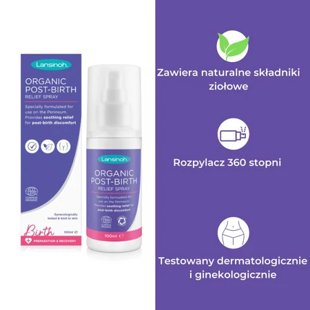 Lansinoh, Organiczny porodowy spray przeciwbólowy, 100 ml