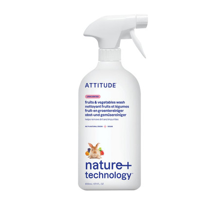 Attitude NATURE+, Bezzapachowy spray do mycia owoców i warzyw, 800 ml