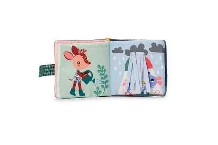 LILLIPUTIENS Miękka mini-książeczka wielofunkcyjna z silikonowym gryzakiem Smok Joe 6 m+