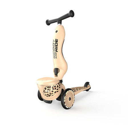 SCOOTANDRIDE Highwaykick 1 Lifestyle 2w1 Jeździk i hulajnoga z zamykanym schowkiem 1-5 lat Leopard