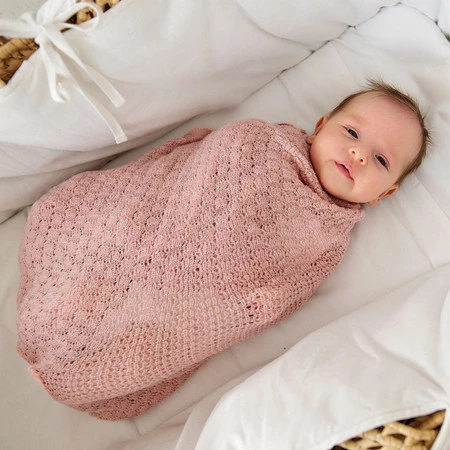 LullaLove, Kocyk z wełny merino - pudrowy róż, kolekcja PREMIUM