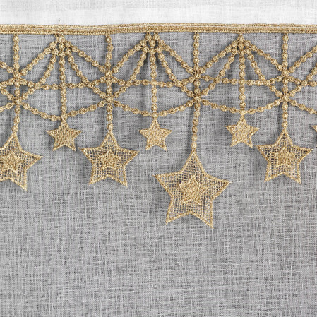 Firana rozm.: 140 x 250 cm, biała ze złotymi gwiazdkami kółka