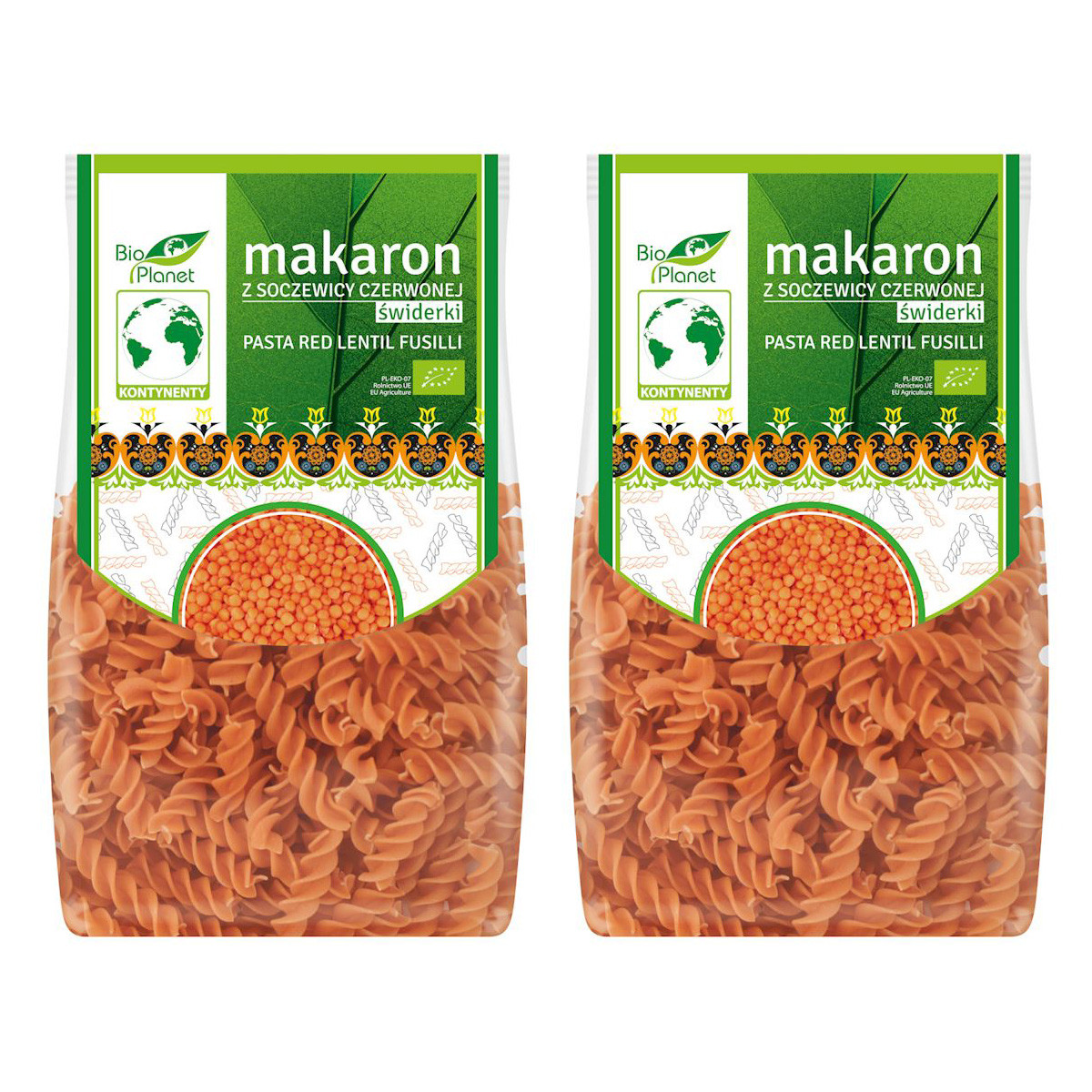 Zestaw 2x MAKARON (Z SOCZEWICY CZERWONEJ) ŚWIDERKI BIO 250 g - BIO PLANET - Nabea.pl