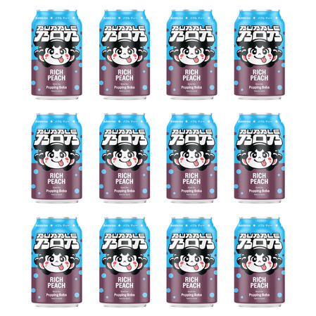 Zestaw 12x Popping Bubble Bob napój 330ml smak brzoskwinia